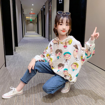 Childrens clothing girls  suit 2021 spring and autumn new Zhongda childrens net red sweater two-piece girl spring Korean version
