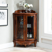 Meng Hanmei style corner cabinet solid wood corner cabinet living room side cabinet corner wine cabinet corner shelf European corner cabinet
