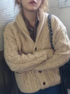 秋冬款山羊绒开衫女加厚复古针织外套2025慵懒韩版麻花宽松毛衣女