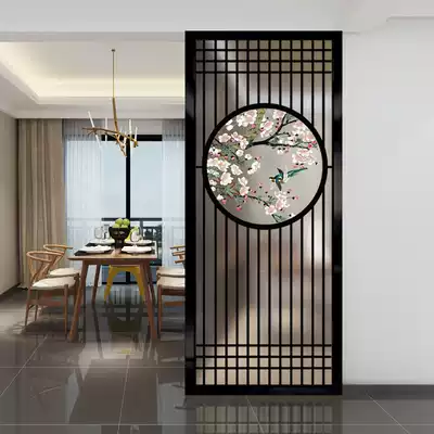 New Chinese style art glass custom living room entrance to the user entrance frosted double-sided screen partition tempered translucent circle
