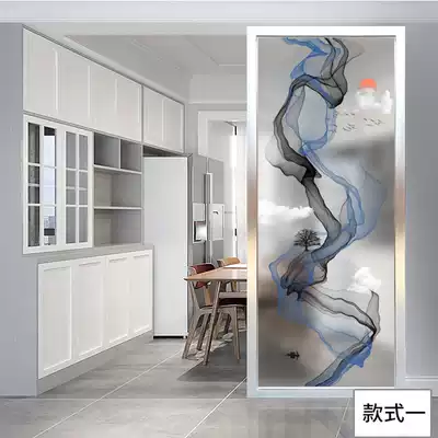 Modern art glass Chinese custom living room entrance partition decorative screen frosted simple abstract painting