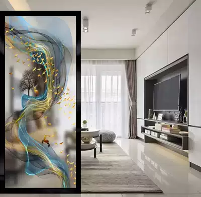 3D painted art glass decoration living room entrance partition tempered frosted screen TV background wall process customization