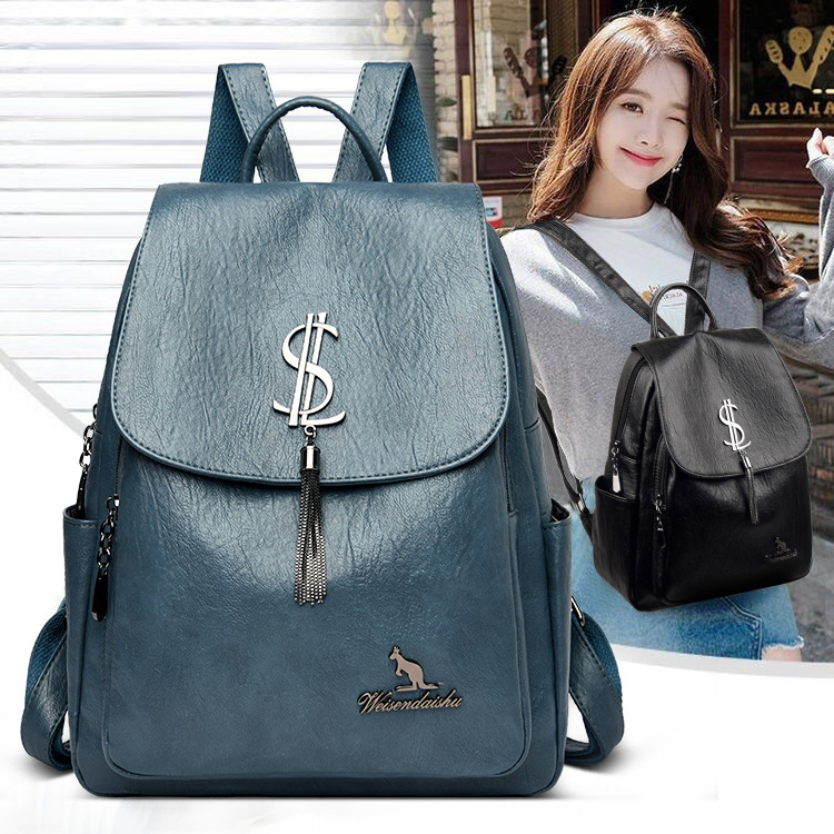 Hong Kong 2026 New Style First-Layer Cowhide Tassel Women's Soft Leather Genuine Leather Backpack Fashionable Large-Capacity Travel Backpack