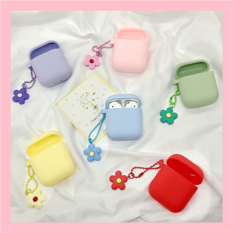 South Korea ins Hyunya flower small flower airpods protective cover for Apple earphone soft shell pendant keychain