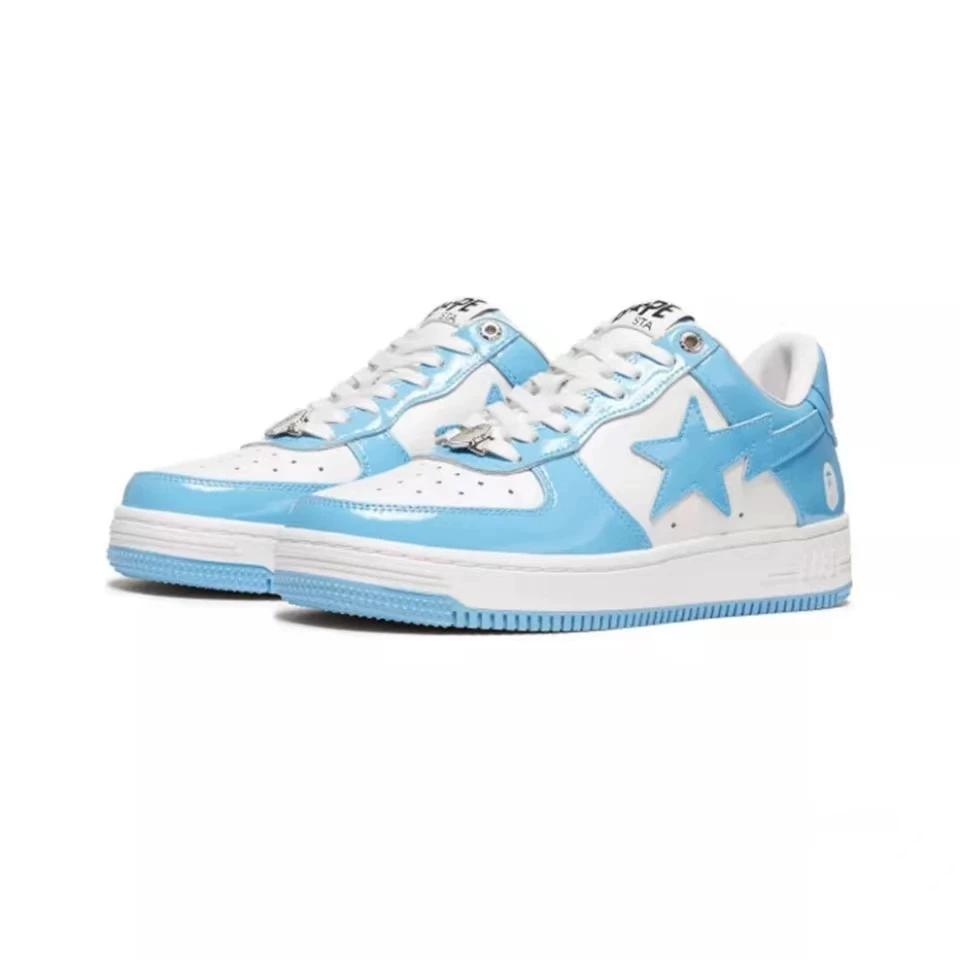 BAPESTA LOW SK8 dunk скейтборд молодежные черные лаковые кроссовки модное повседневное настроение контрастные низкий топ