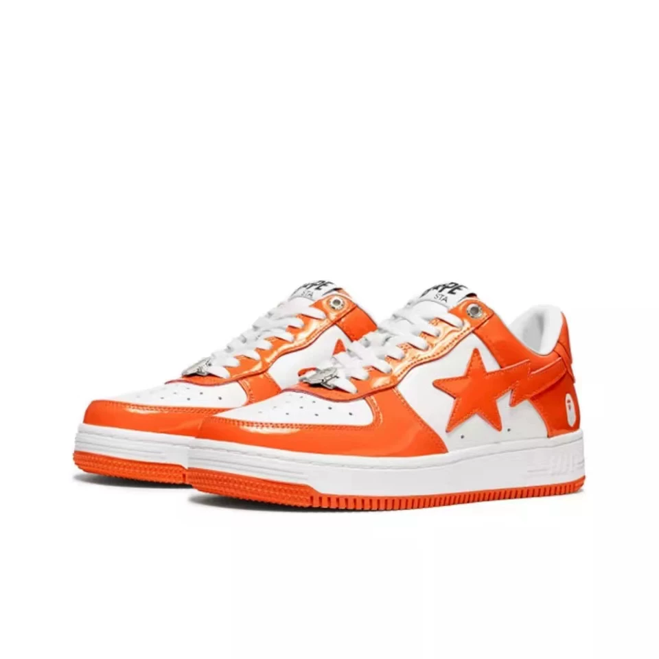 BAPESTA LOW SK8 dunk скейтборд молодежные черные лаковые кроссовки модное повседневное настроение контрастные низкий топ