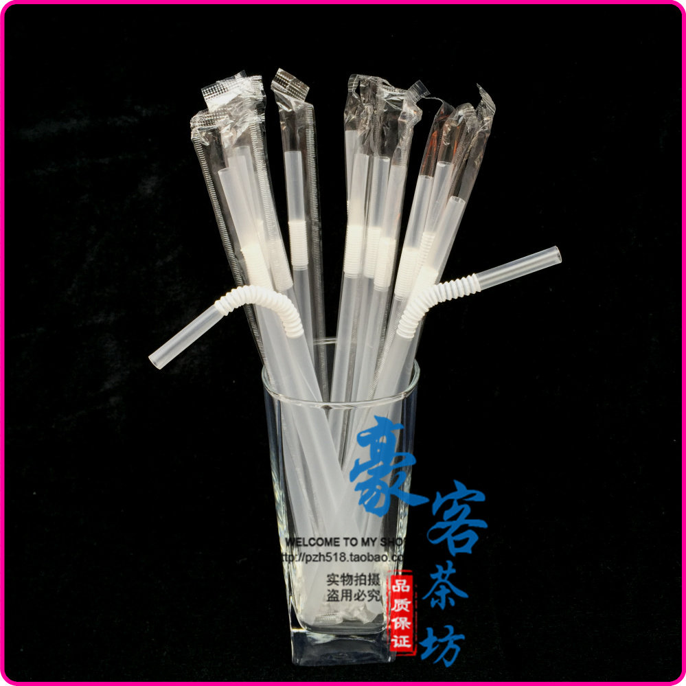 Disposable milk tea straw beverage juice straw extension small straw independent packaging transparent elbow small straw
