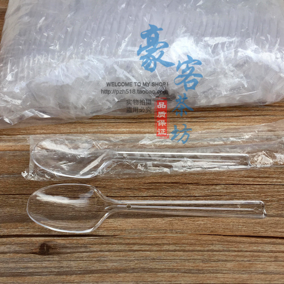 Outlet Quality Independent Packaging Thickened Plastic Spoons Sweet Spoons West Dining Spoon Porridge Spoon Dining Room Outside of the Transparent Soup Spoon