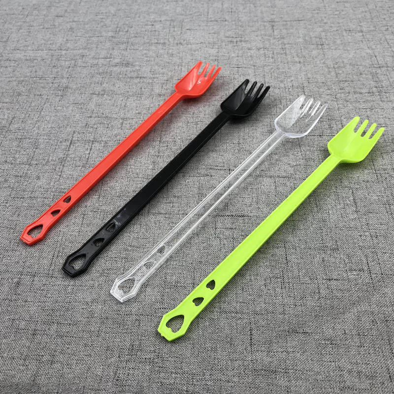 Lengthened fruit fork spoon disposable fruit tea fork spoon thickened long handle Milk Tea Spoon Dual-use Fork Spoon 100