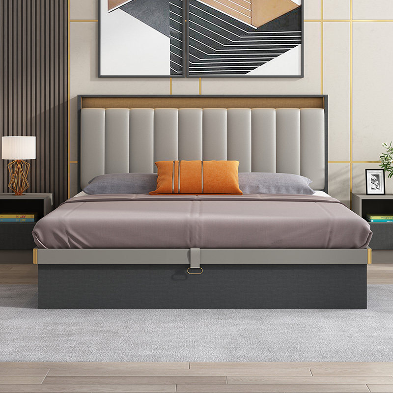 Nordic High Backrest 1 8 m Contained Bed Minimalist Multifunction Bedroom Double Bed 1 5 m Contained Pneumatic High Box Bed