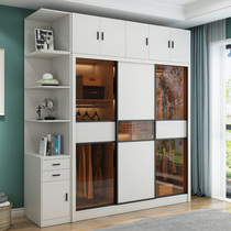 Nordic wardrobe sliding door simple modern economy glass sliding door sliding door bedroom small apartment overall large wardrobe