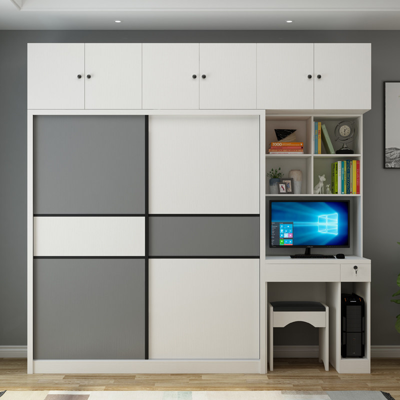 Modern desktop computer desk with wardrobe sliding door desk combination wardrobe one children learning conjoined desk cabinet