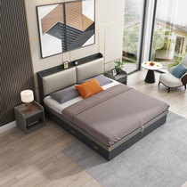 Simple modern economy 1 8 m pneumatic high box bed 1 2 m small apartment bedroom storage 1 5 m double bed