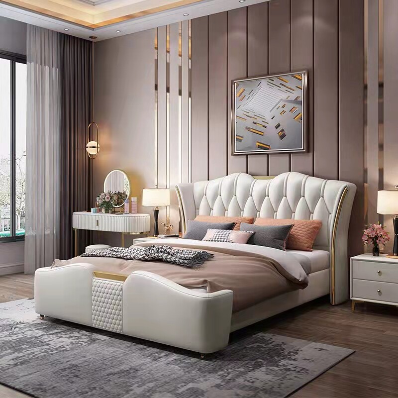 High - end light luxury and modern minimal dermat bed 1 8 m double bedroom 1 5 net red bedroom storage bed