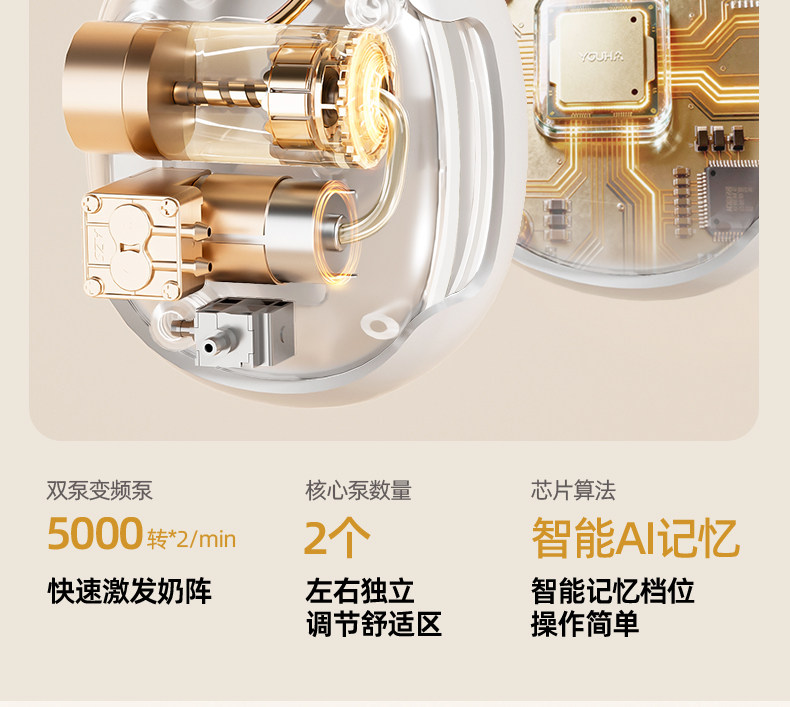 优合挂脖免手扶双边电动吸奶器轻音屏幕显示全自动便携挤集奶器 — 13