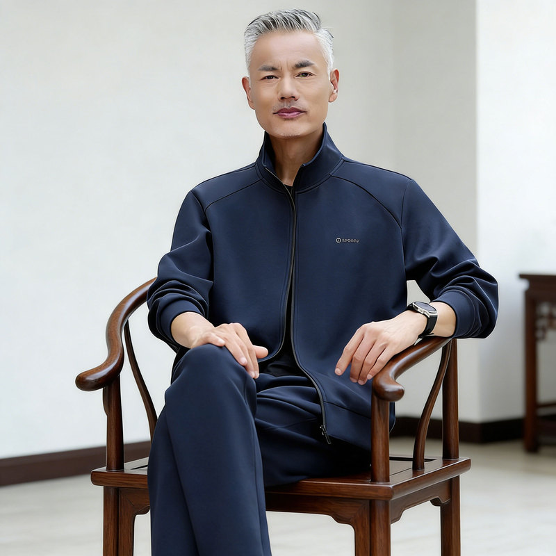 Middle-Aged and Elderly Men's Sportswear Suit Spring 2026 New Fashion Casual Jacket and Pants Two-Piece Set Dad Outfit