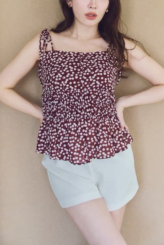 Xiye Japanese Style Her 26 Summer Cherry Print Sweet and Cute Camisole Cool Top Xiye Japanese Style Her 26 Summer Cherry Print Sweet and Cute Camisole Cool Top