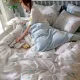 Coral nhung bốn mảnh mùa thu và mùa đông dày flannel cotton quilt tấm bìa loại flannel giường