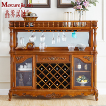 American sideboard solid wood wine cabinet home integrated tea cabinet European storage glass dish cabinet