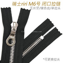 Single customized Swiss riri M6 size corn teeth closed zipper luggage leather goods wallet pants cuffs