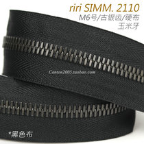 Original Swiss riri M6 corn teeth metal zipper SIMM 2110 ancient silver teeth black hard cloth