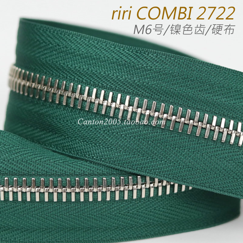 Original dress Swiss riri laced M6 metal pull chain nickel color COMBI 2722 hard cloth