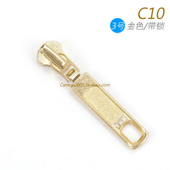 Japan No. 3 metal zipper slider with auto lock DASP gold C10