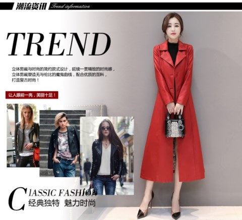 Hained leather leather nữ dài phần Slim phiên bản Hàn Quốc 2018 thu đông mới da cừu cỡ lớn áo khoác da dày áo khoác da nữ