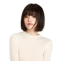 Rebecca wig female full real hair classic bobo head air bangs short straight hair fluffy full head style full head cover