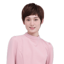 Rebecca wig for women with oblique bangs textured short straight hair full human hair fluffy natural elegant and intellectual headgear