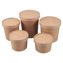 Disposable Kraft paper packing box lunch box takeaway packing soup cup Taro round dessert bowl porridge bucket round paper soup bowl