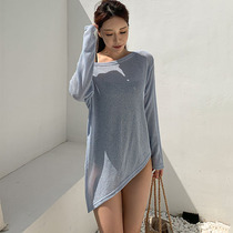 Seaside resort can be launched in the summer thin sweater ins Wind beach bikini swimsuit outside sunscreen