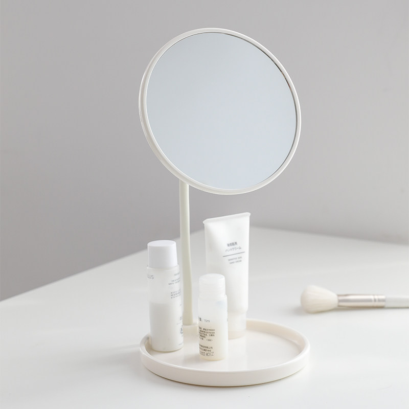 Whitening Nordic style table dresser mirror student dormitory large round retractable desktop aesthetic literature and art dormitory
