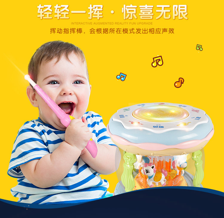 Em bé nhạc dùi cui điều khiển từ xa câu chuyện tay trống câu đố băng chuyền lớn nhạc cụ đồ chơi có thể sạc lại đồ chơi cho trẻ sơ sinh