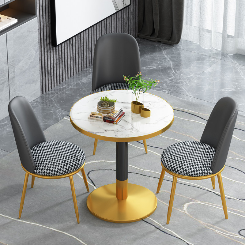 Modern minimalist dining table and chairs combined café dining room dining chair reception in talks leaning back chair small tea table roundtable tennis red-Taobao