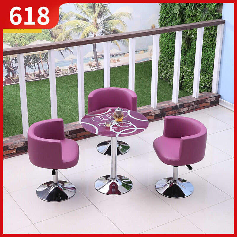 Modern Minima Negotiation Table And Chairs Combined Milk Tea Shop Lifting Swivel Chair Office Reception Glass Round Table Small Family balcony