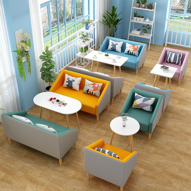 Negotiate sofa chair table combination milk tea shop reception card holder leisure sofa single double sweet shop tea table small round table