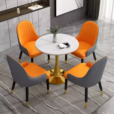 Nordic light luxury negotiation table and chair combination Leisure reception stool chair Household marble round simple sample house display center now