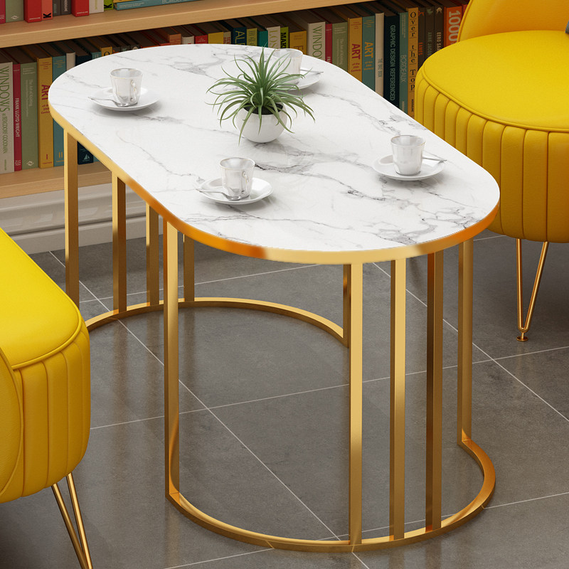 Modern minimalist milk tea shop table and chairs combination series solid wood talks single table cafe dining room table reception for leisure iron art