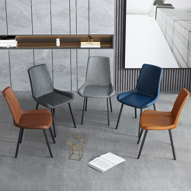 Dining chair Household Nordic modern simple negotiation chair backrest chair Wrought iron light luxury dining room rock plate dining table and chair combination