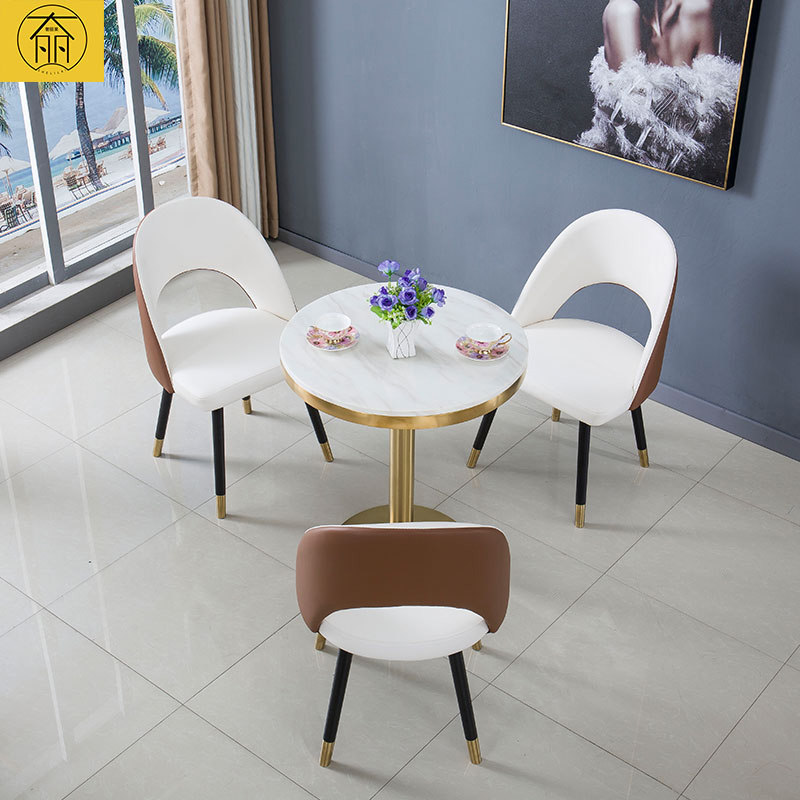 Fashion Talks Light Extravagant Chairs Fancy Tea Restaurant Casual Coffee Shop Nordic Wind Dining Table And Chairs Solid Wood Marble Round