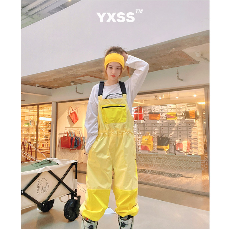 YXSS Ski Strap Trousers Men's Set Professional Vertical Double Panels Wind Prevention and Waterproof Warm Yellow Snow Pants