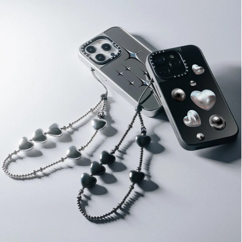 现货CASETiFY黑曜爱心挂链串珠手机壳链子潮牌时尚高端手链挂绳评价- 淘宝网