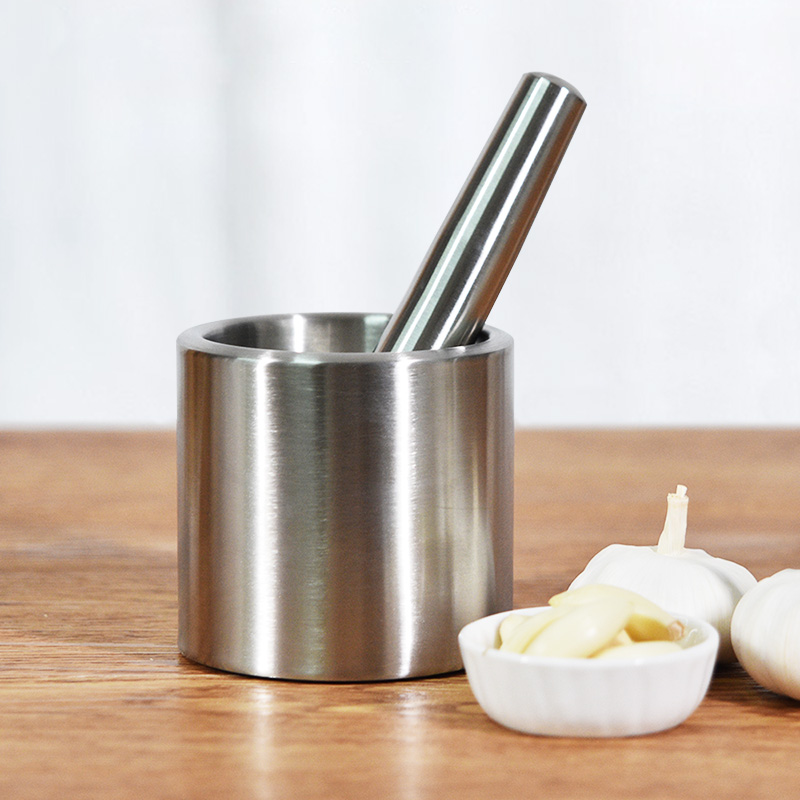 Double Layer Stainless Steel Press Garlic Machine Grinding Bowl Mashing Pot Medicine Flushing Press Garlic Mashed Garlic Clay Instrumental Kitchen Sanding Press Crushed Grinding Machine