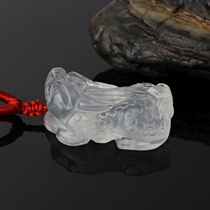 -In-a-lifetime natural milk white crystal fu lu rui xi brave pendant necklace niche lucky transport pendant attached certificate