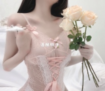 Wine-soaked peaches peach girls straps waist-closing fun one-piece underwear private photo set