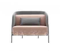 New Hong Kong style light luxury flannel linen single double sofa Hotel sample room reception metal foot leisure sofa chair