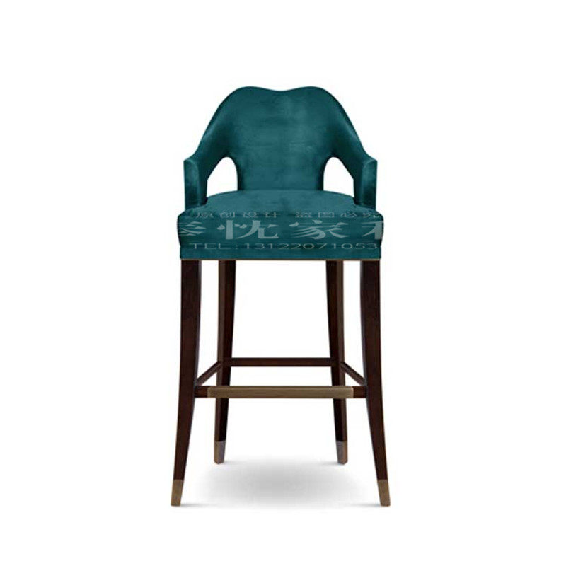 Simple modern bar chair Simple American retro wine red bar chair backrest old neoclassical high stool bar chair