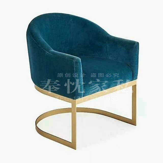 American New Adult Sofa Chair Brief Metal Velvet Single Chair Small Family Style Living Room Negotiation Chair Customizable