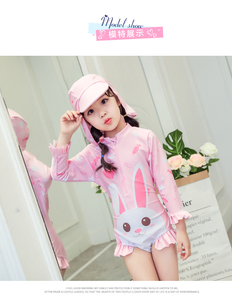 Đồ bơi trẻ em Cô gái trẻ em Kem chống nắng Xiêm dài tay Cô gái khô nhanh Cô bé bơi Bơi phụ nữ 1-3 - Bộ đồ bơi của Kid đồ bơi cho trẻ em